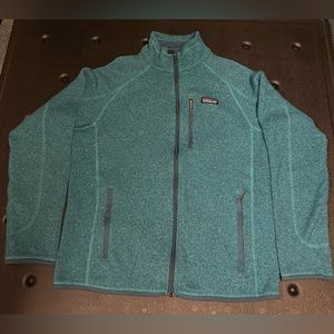 Patagonia Womens Better Sweater Jacket M Green Teal Fleece Full Zip Logo